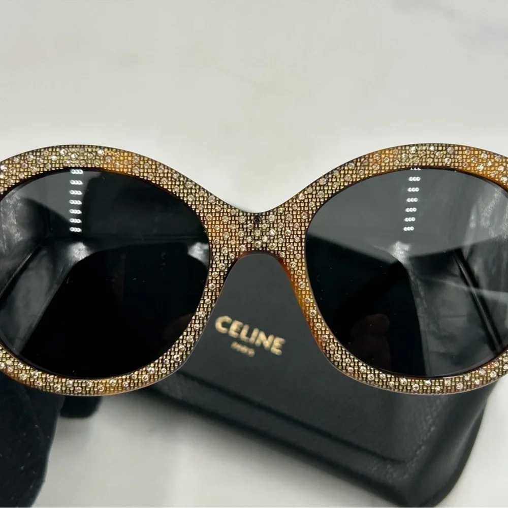 Women’s Celine Havana brown crystal sunglasses made in Italy